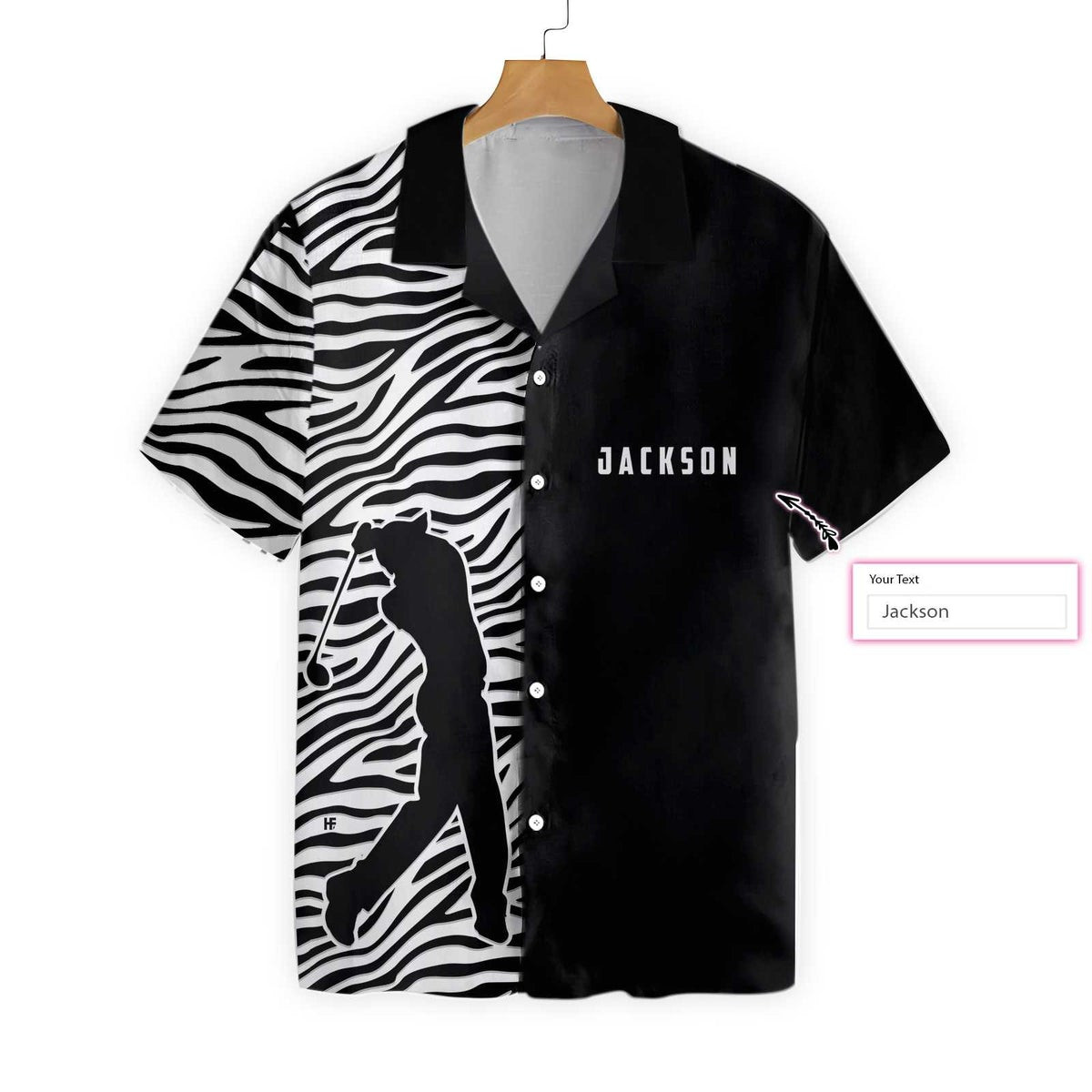 Personalized D Golfer Zebra Pattern Golf Custom Hawaiian Shirt