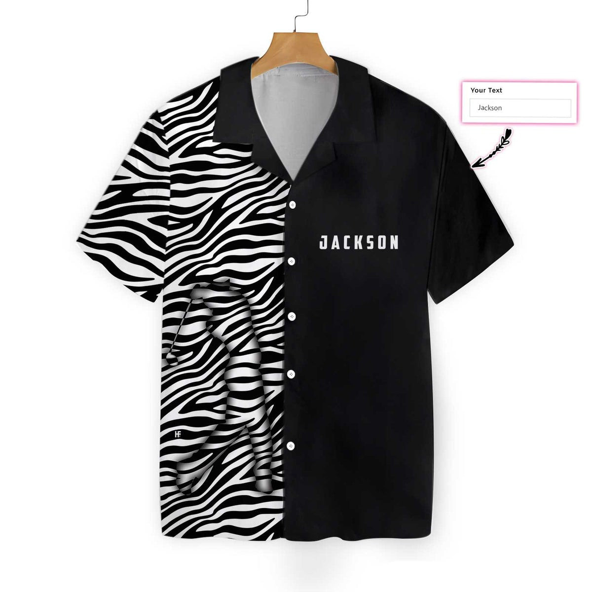 Personalized D Golfer Zebra Pattern Golf Custom Hawaiian Shirt