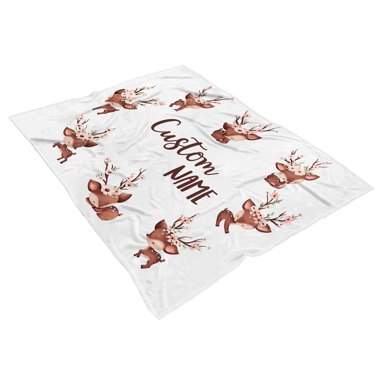 Custom Cute Deer Baby Blanket Nursery Decor