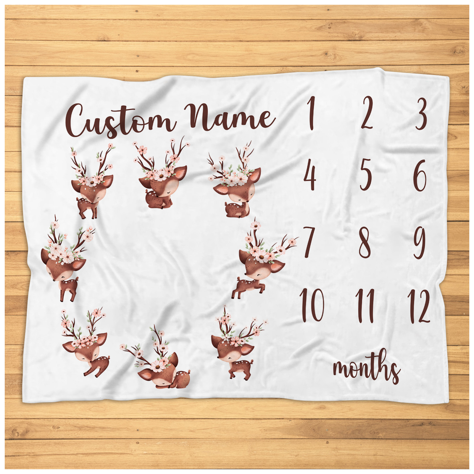 Personalized Deer Milestone Blanket