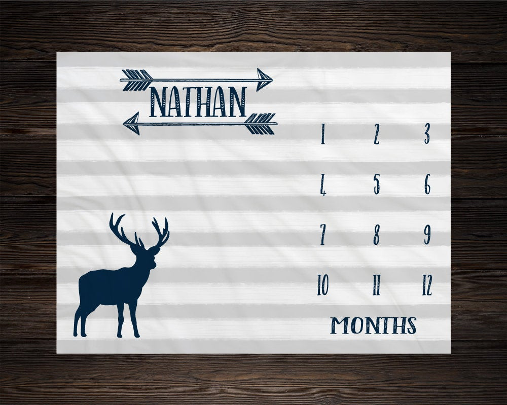 Personalized Deer Milestone Blanket