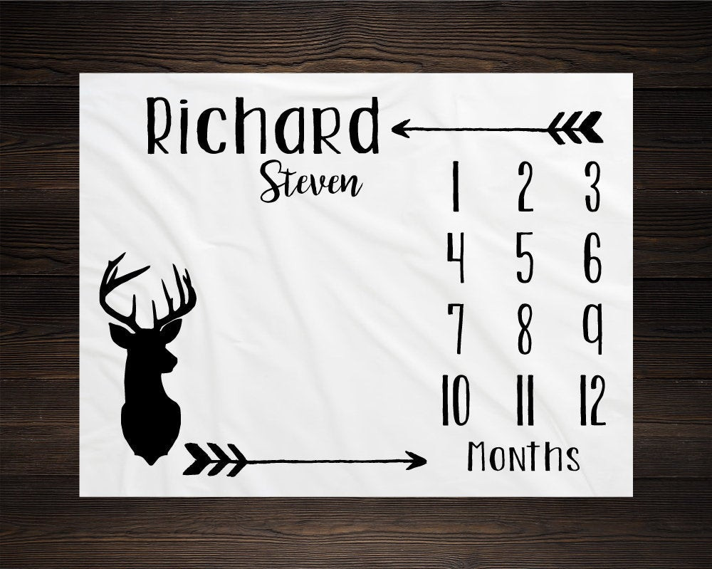 Personalized Deer Milestone Blanket