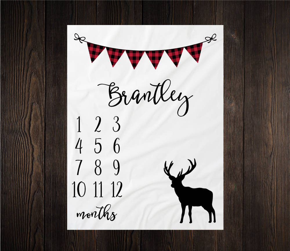 Personalized Deer Milestone Blanket