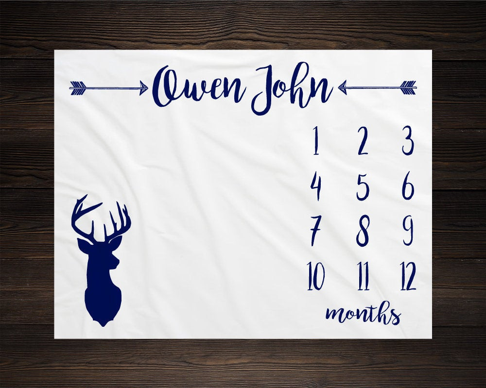 Personalized Deer Milestone Blanket