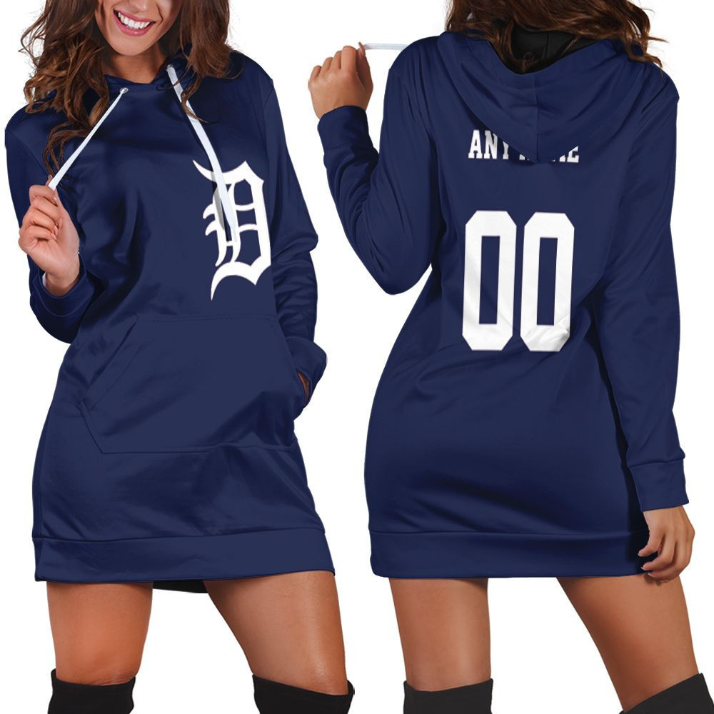 Personalized Detroit Tigers Anyname 00 2019 Team Black Jersey Inspired Style Gift For Detroit Tigers Fans Hoodie Dress Sweater Dress Sweatshirt Dress