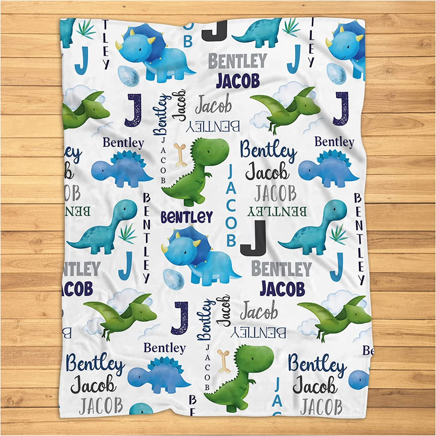 Personalized Dinosaur Baby Blanket