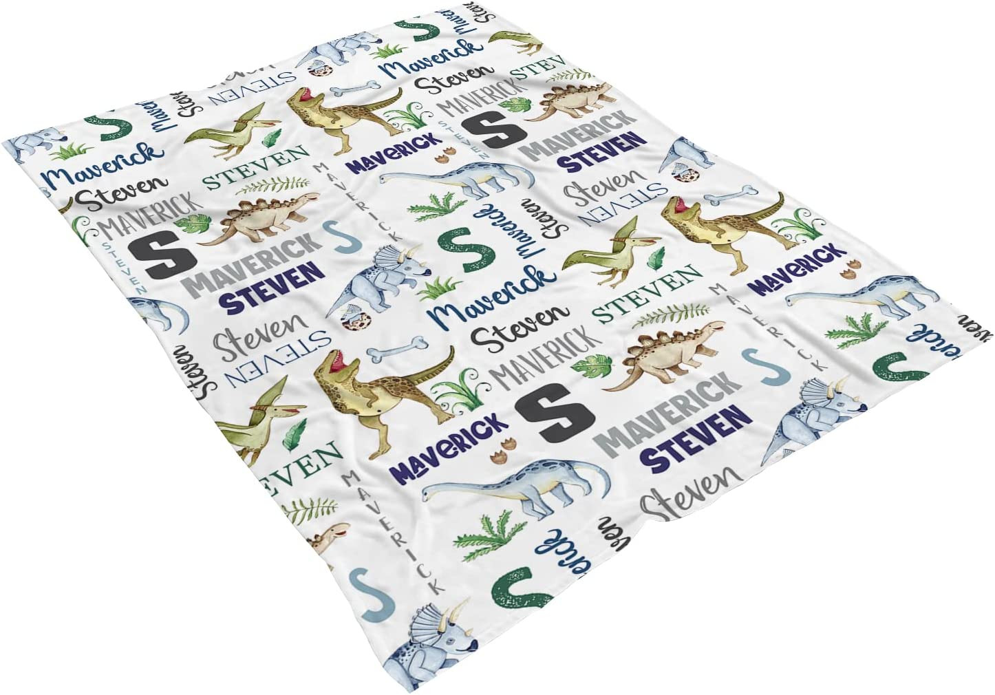 Personalized Baby Name Dinosaur Blanket