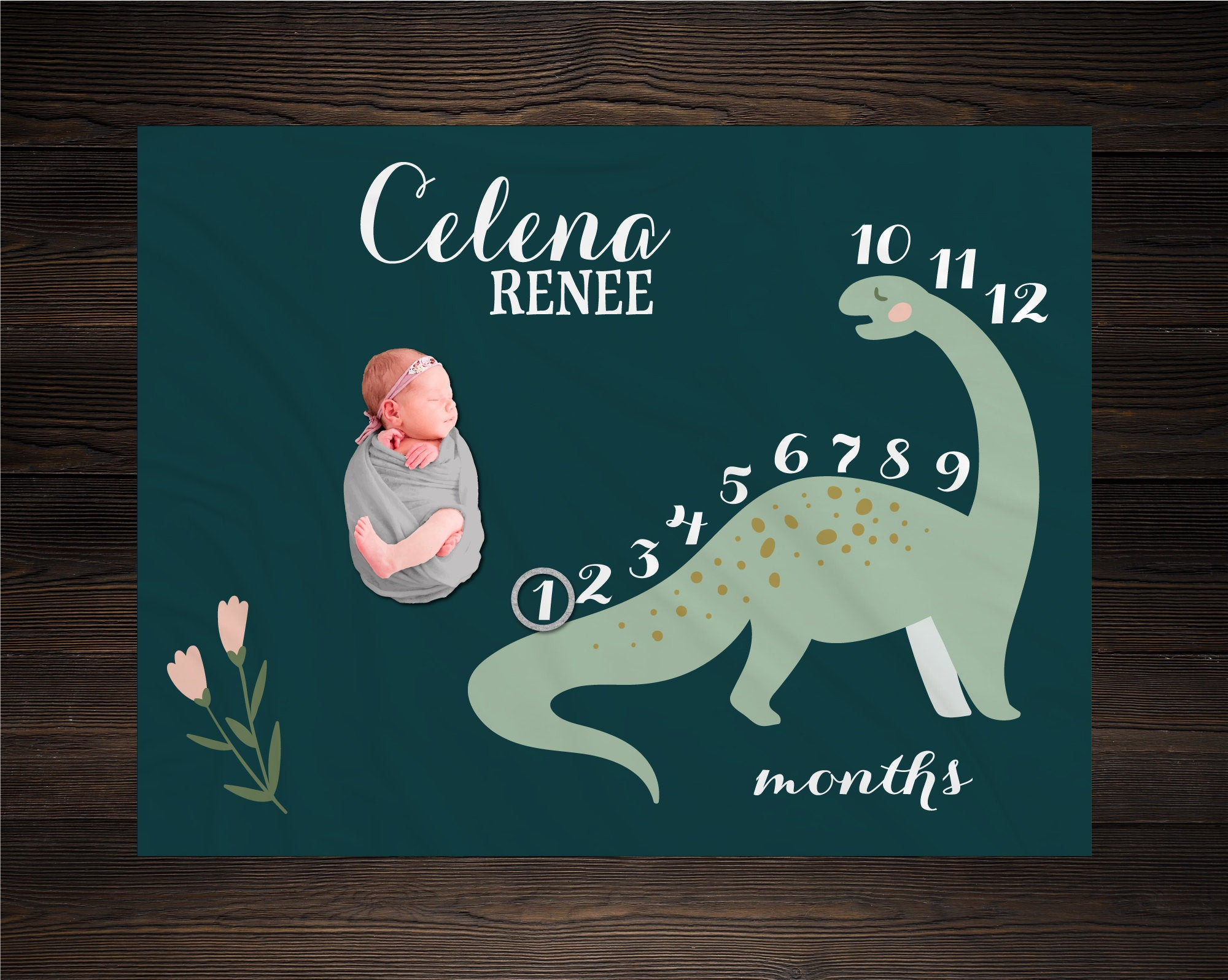 Personalized Dinosaur Milestone Blanket