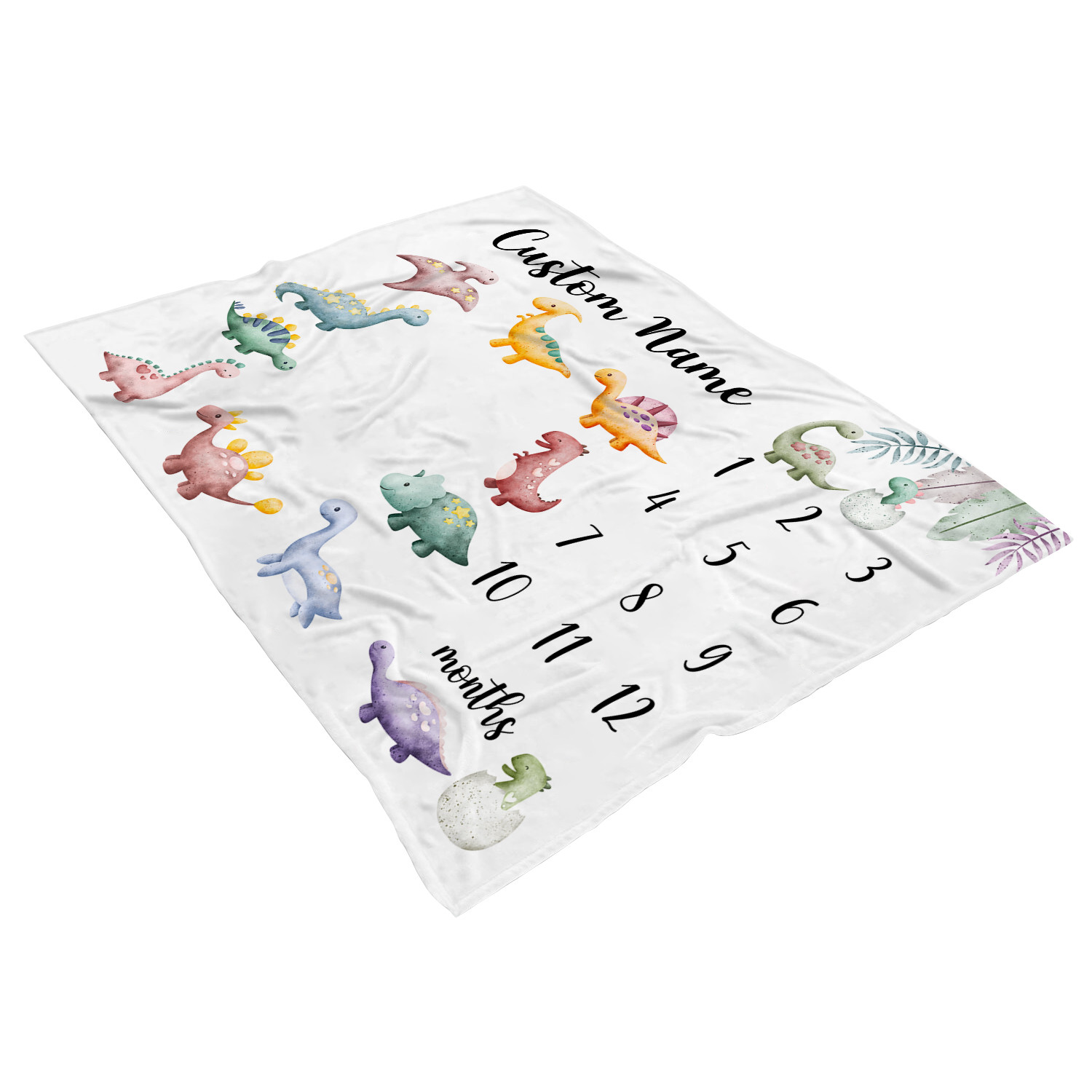 Custom Cute Dinosaurs Monthly Milestone Blanket