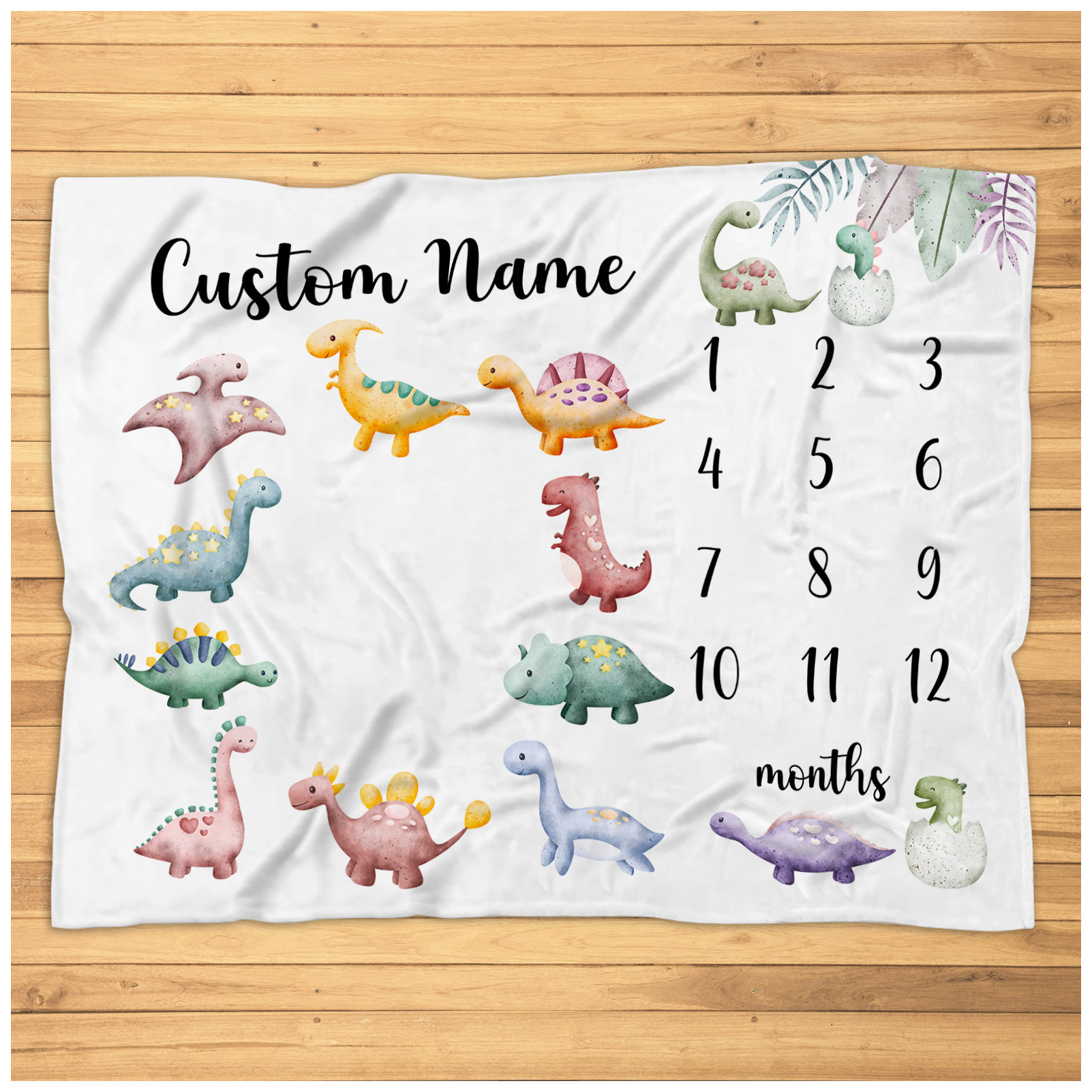 Personalized Dinosaur Milestone Blanket