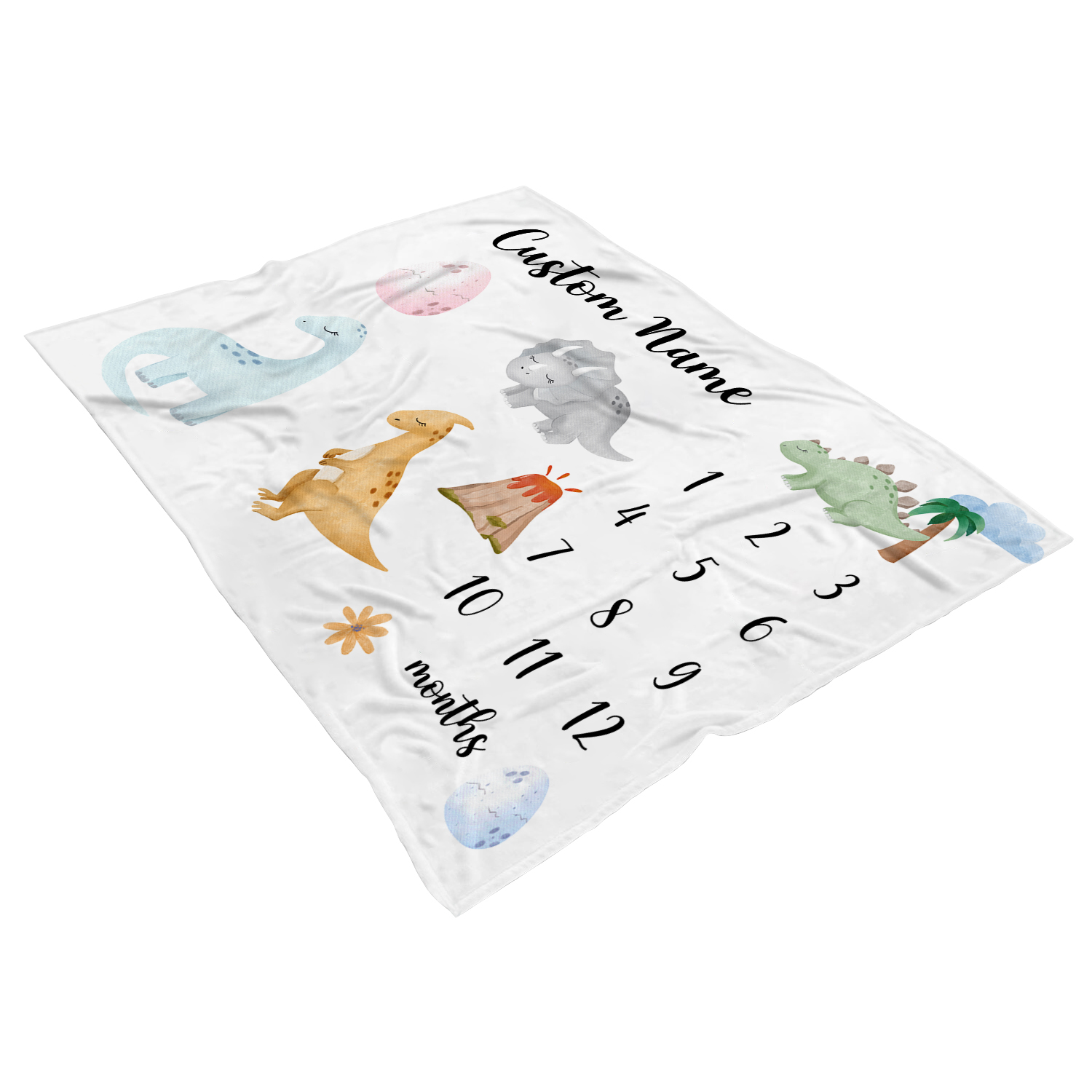 Cute Dinosaur Monthly Milestone Blanket Nursery Decor