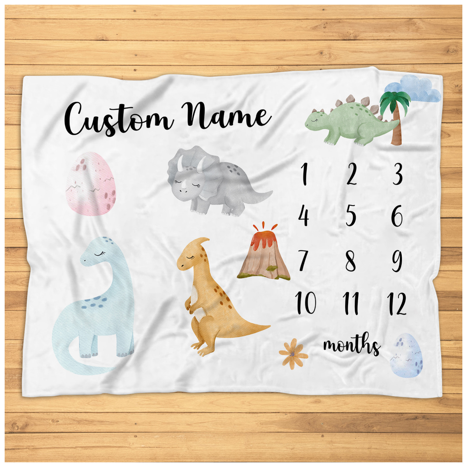 Personalized Dinosaur Milestone Blanket