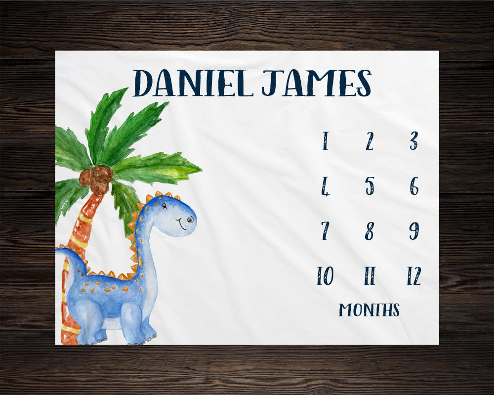 Personalized Dinosaur Milestone Blanket