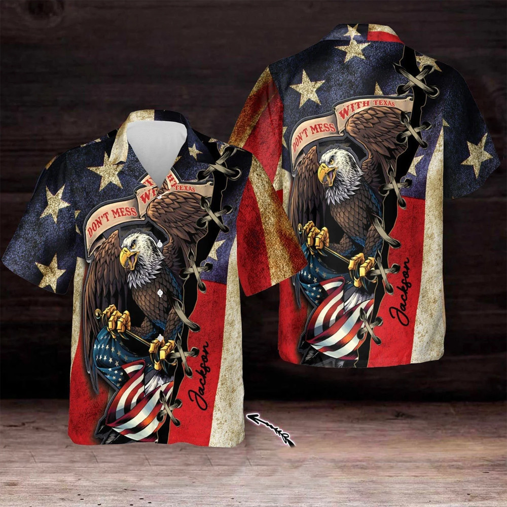 Personalized Dont Mess With Texas Patriotic Eagle Unisex Custom Hawaiian Shirts Shirt For Men and Women