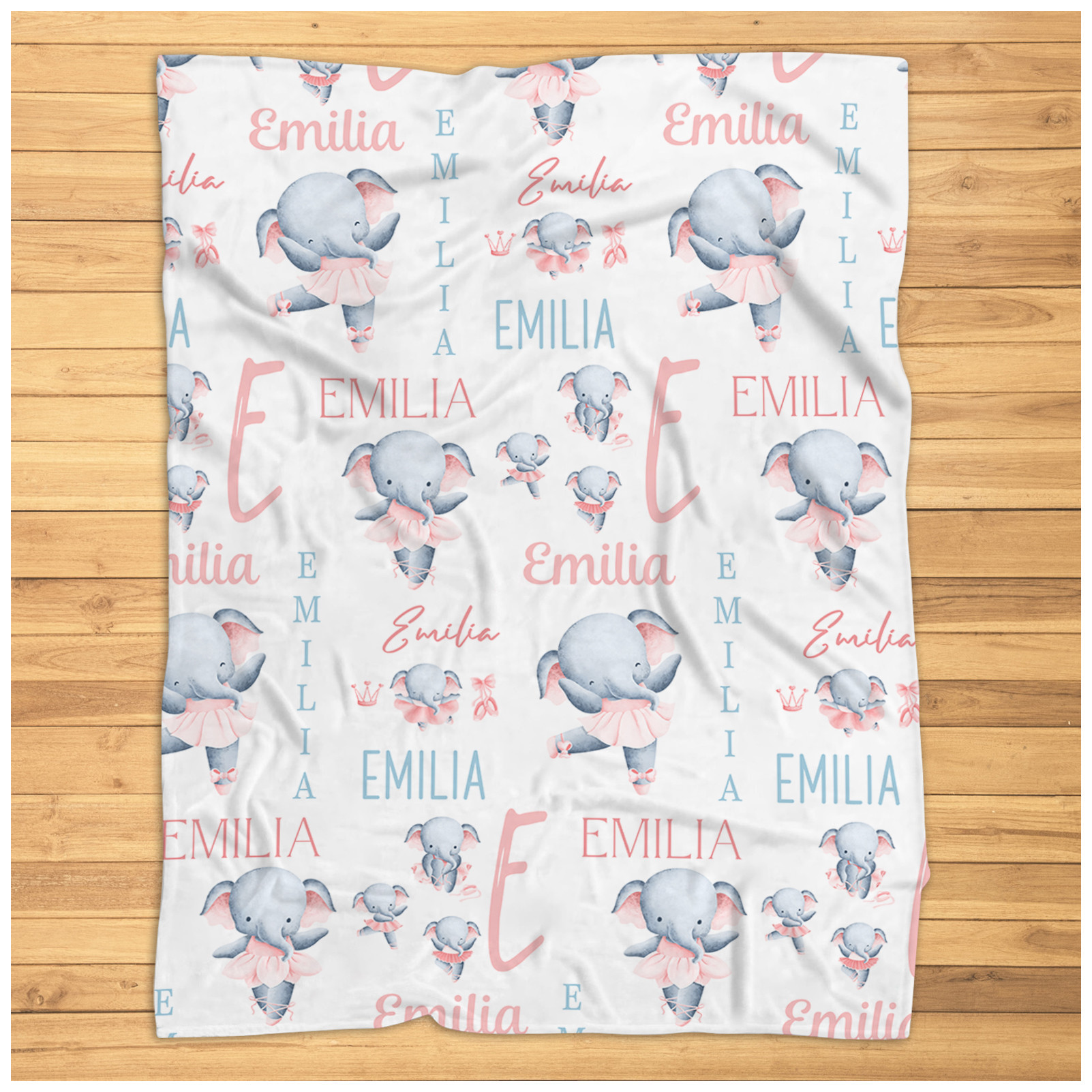 Personalized Elephant Ballerina Blanket