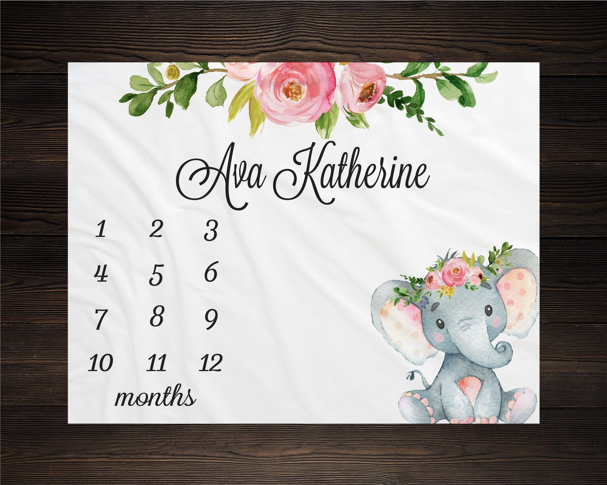 Personalized Elephant Milestone Blanket