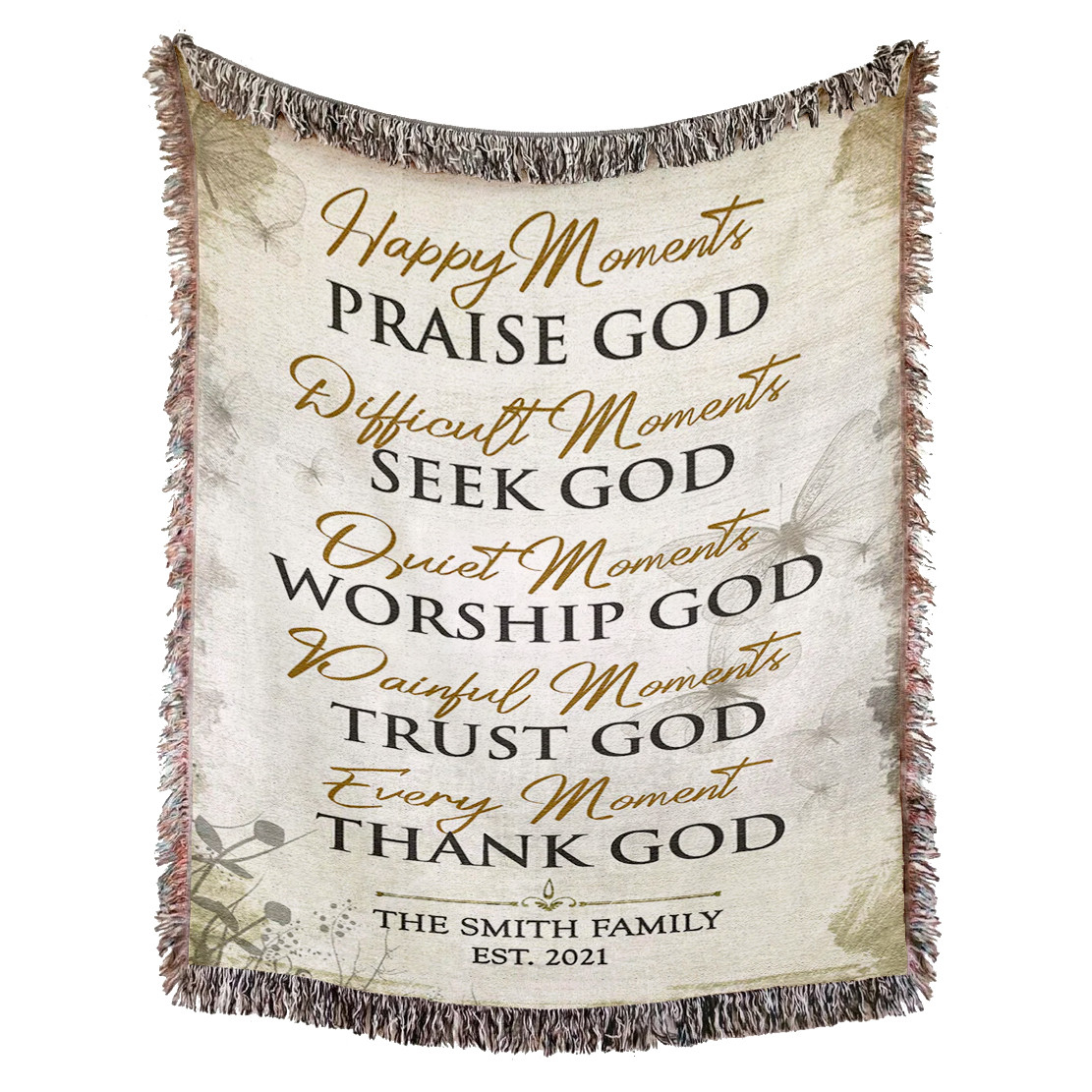 Personalized Every Moment Thank God Woven Blanket - Custom Christian Woven Throw Blanket - Thank God Tapestry Decor For Christian Blanket