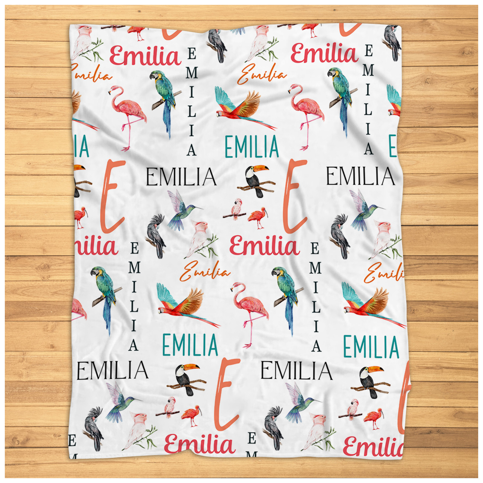 Personalized Exotic Tropical Birds Blanket