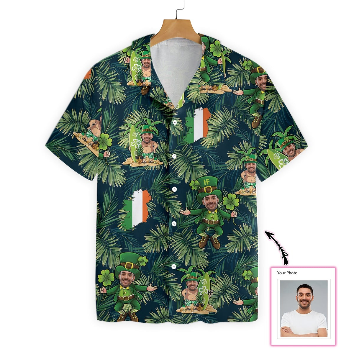 Personalized Face Leprechaun Irish Proud Custom Hawaiian Shirt