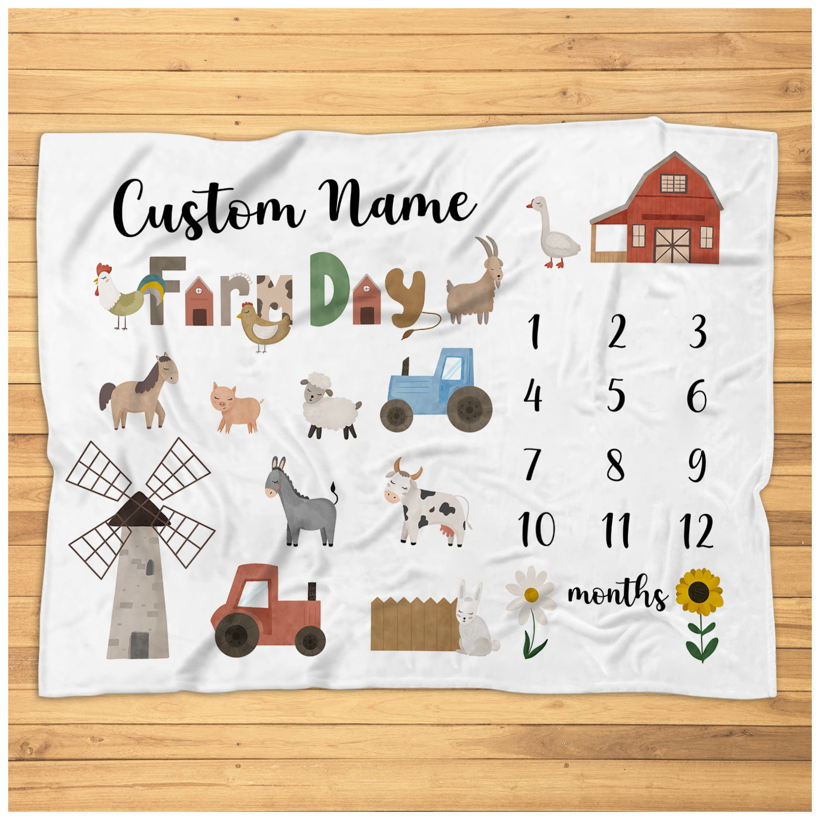 Personalized Farm Day Milestone Blanket