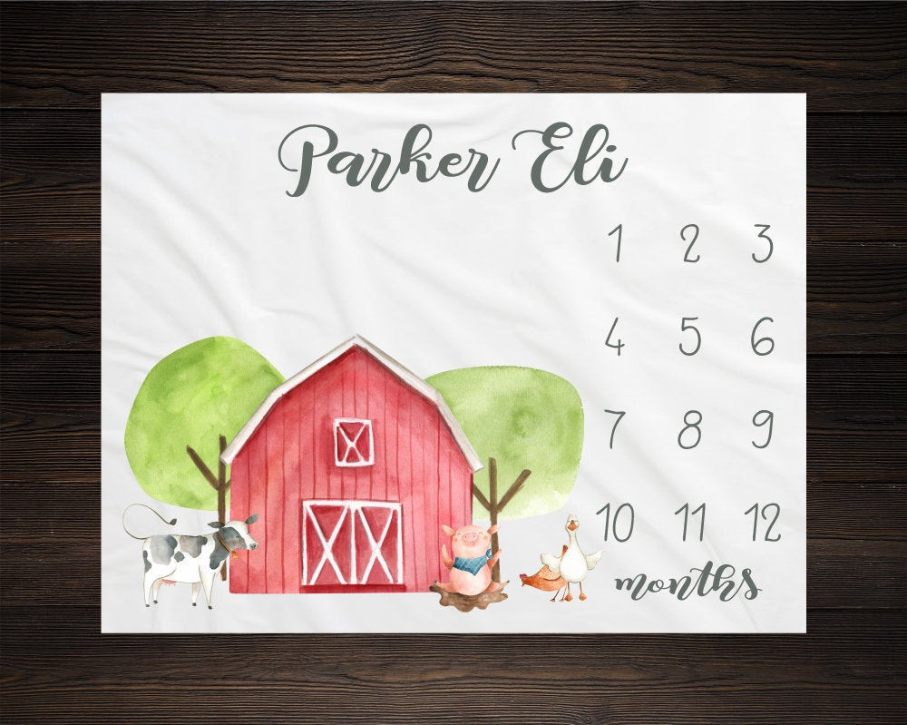 Personalized Farm Milestone Blanket