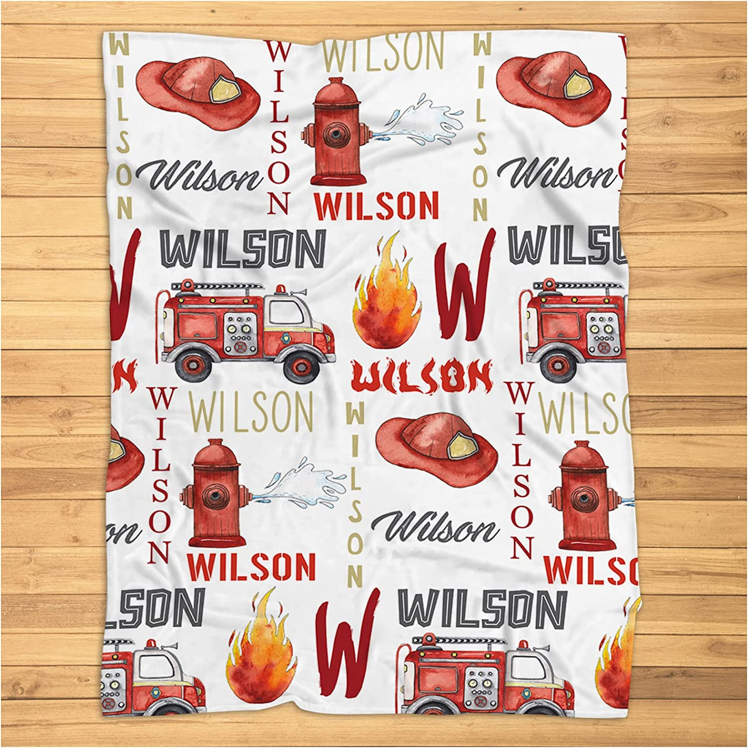 Personalized Fire Truck Blanket for Kids