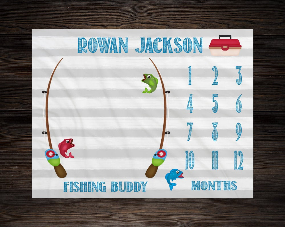 Personalized Fishing Milestone Blanket