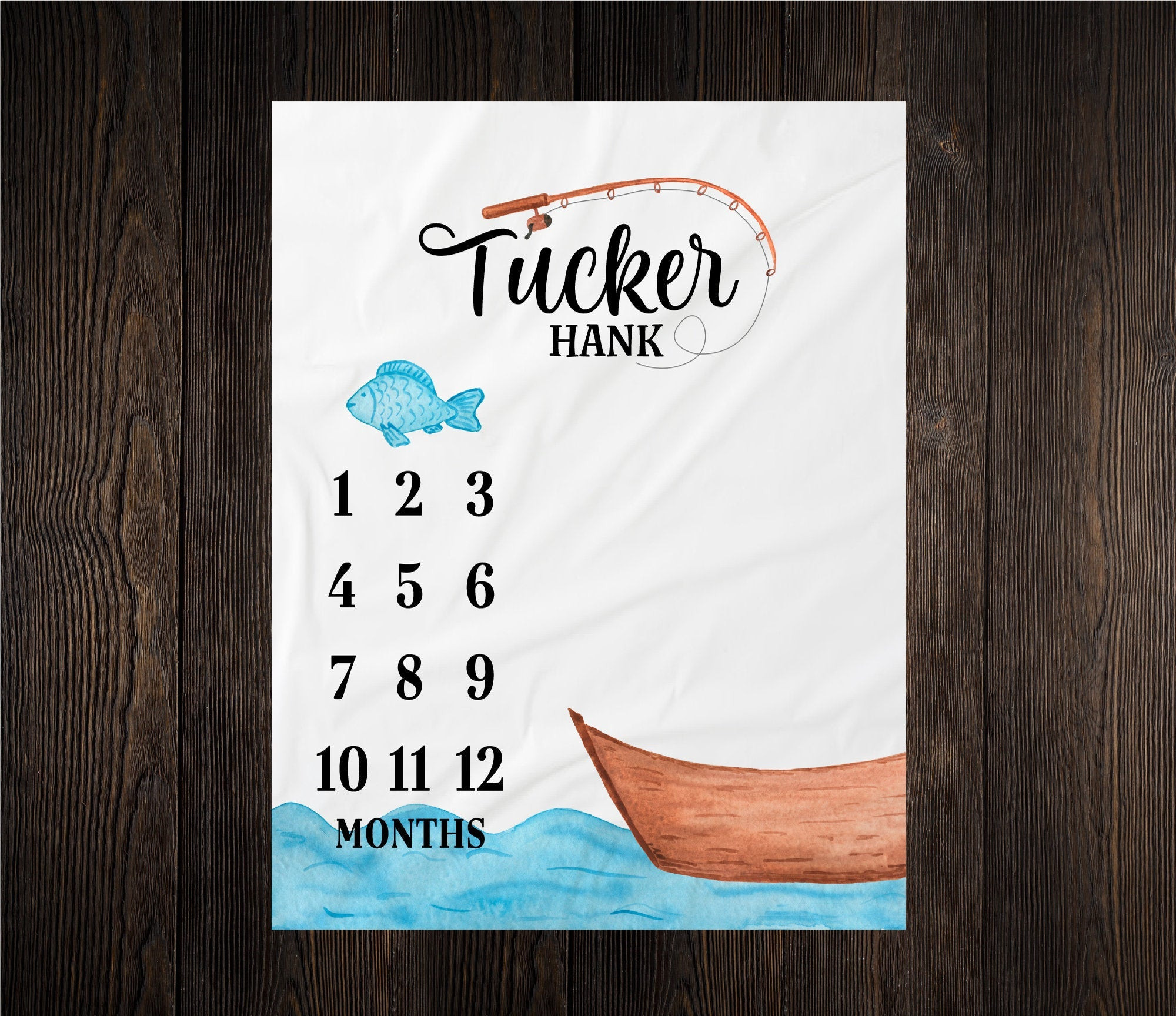 Personalized Fishing Milestone Blanket