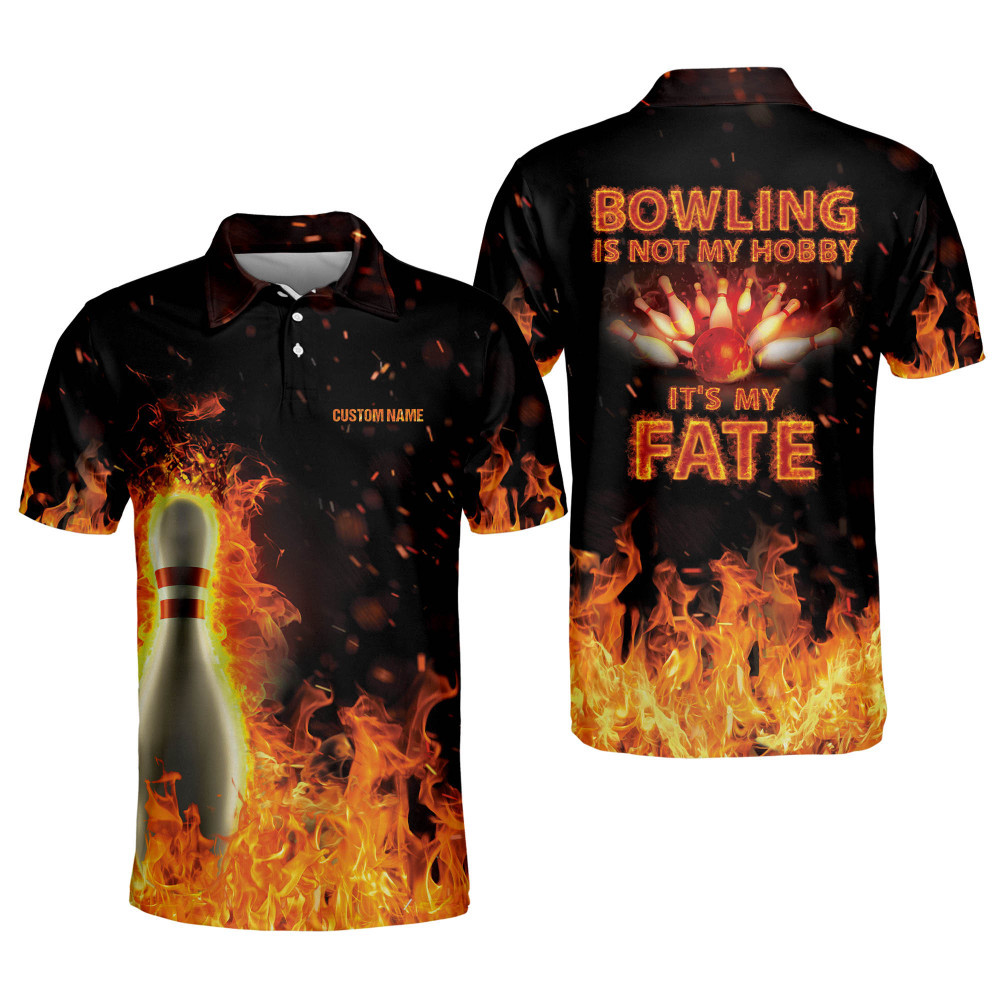 Personalized Flame Bowling Shirts For Men Custom Bowling Team Shirts For Men USA Bowling Short Sleeve Polo Shirts