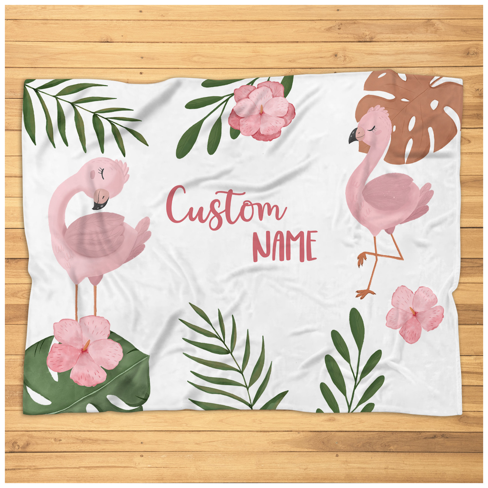 Personalized Flamingo Blanket