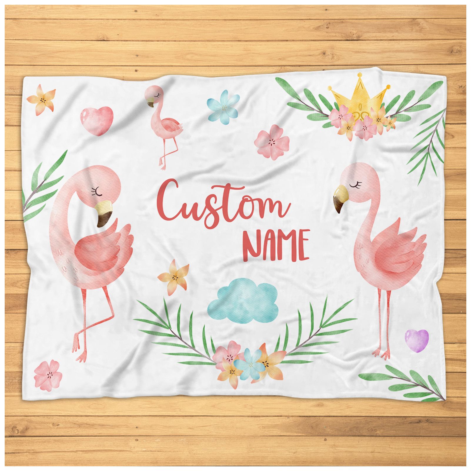 Personalized Flamingo Blanket