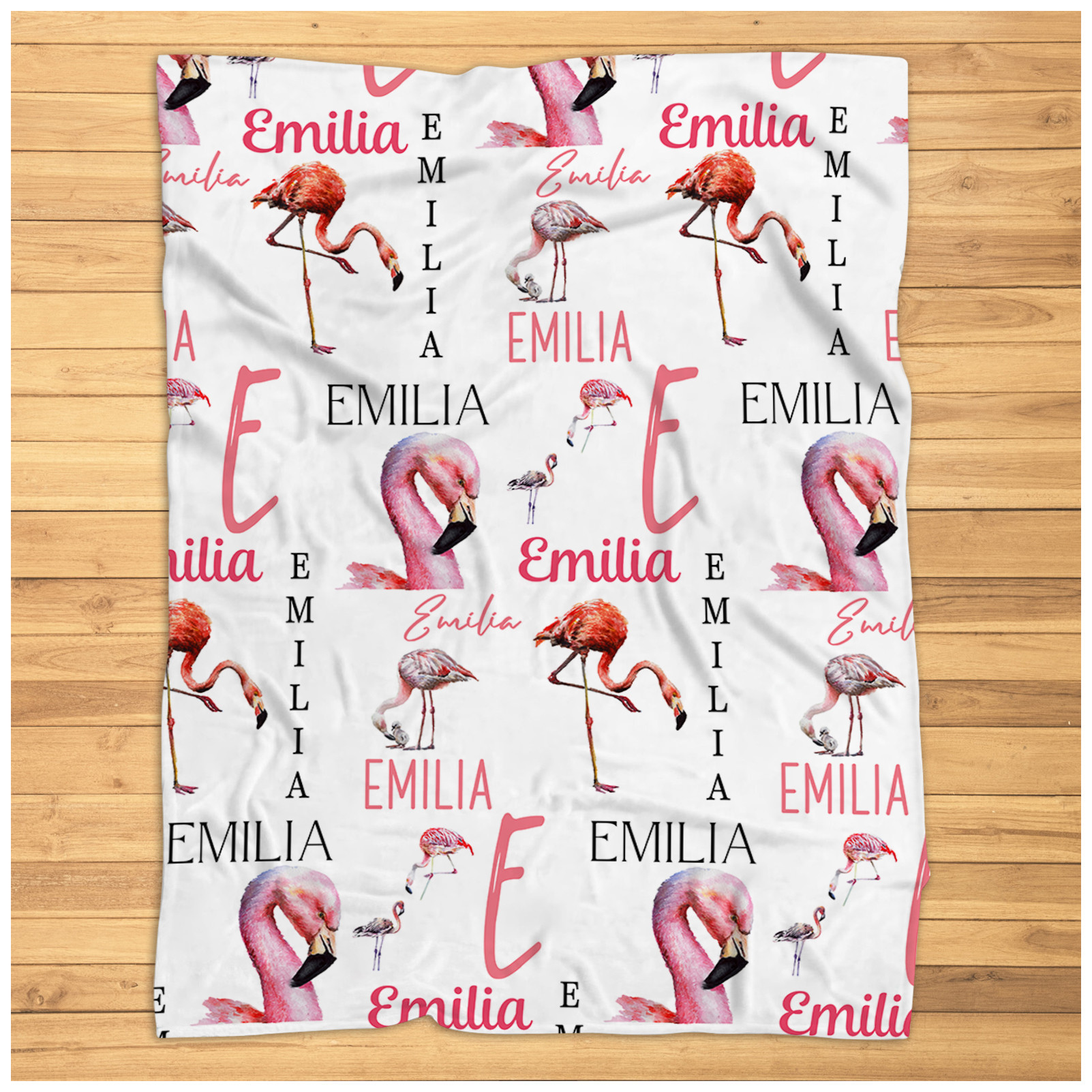 Personalized Flamingo Blanket