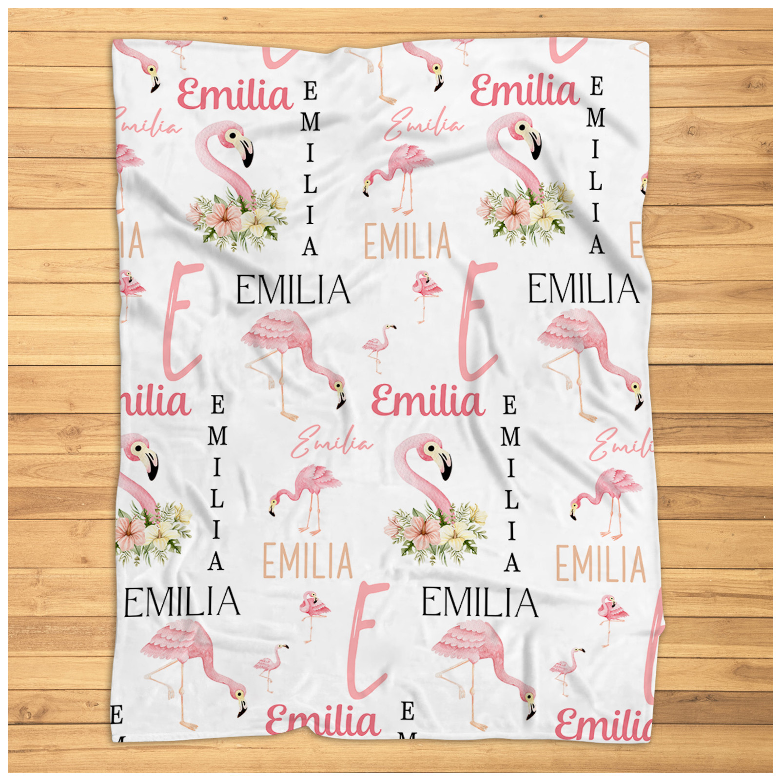 Personalized Flamingo Blanket