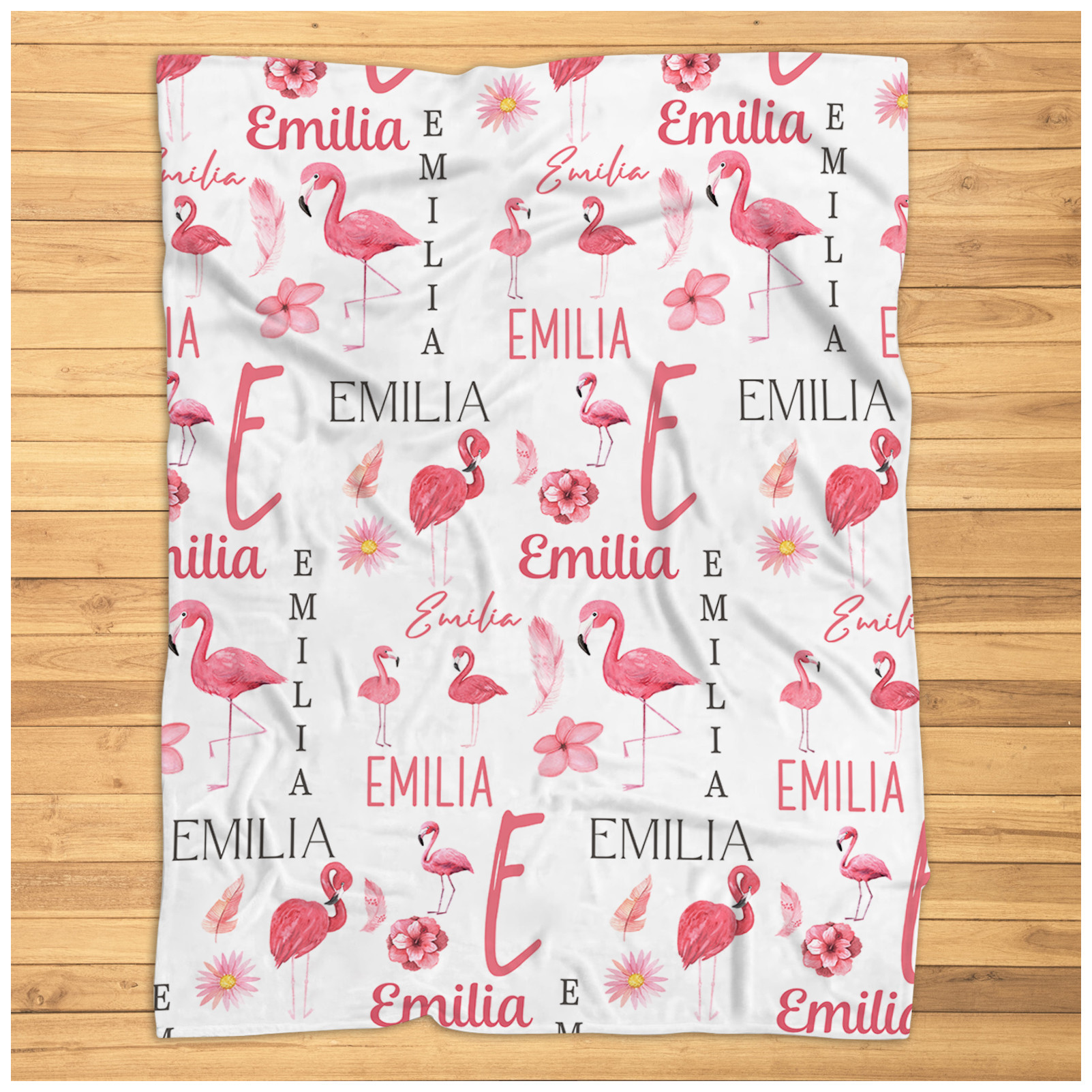 Personalized Flamingo Blanket