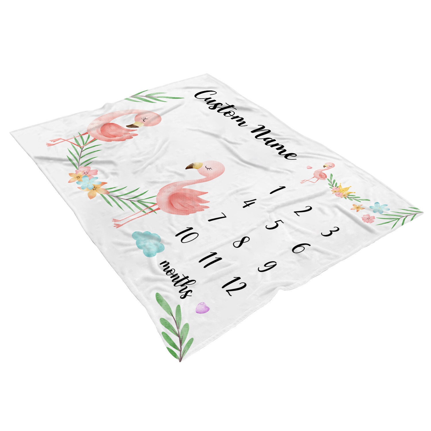 Cute Flamingo Monthly Milestone Blanket