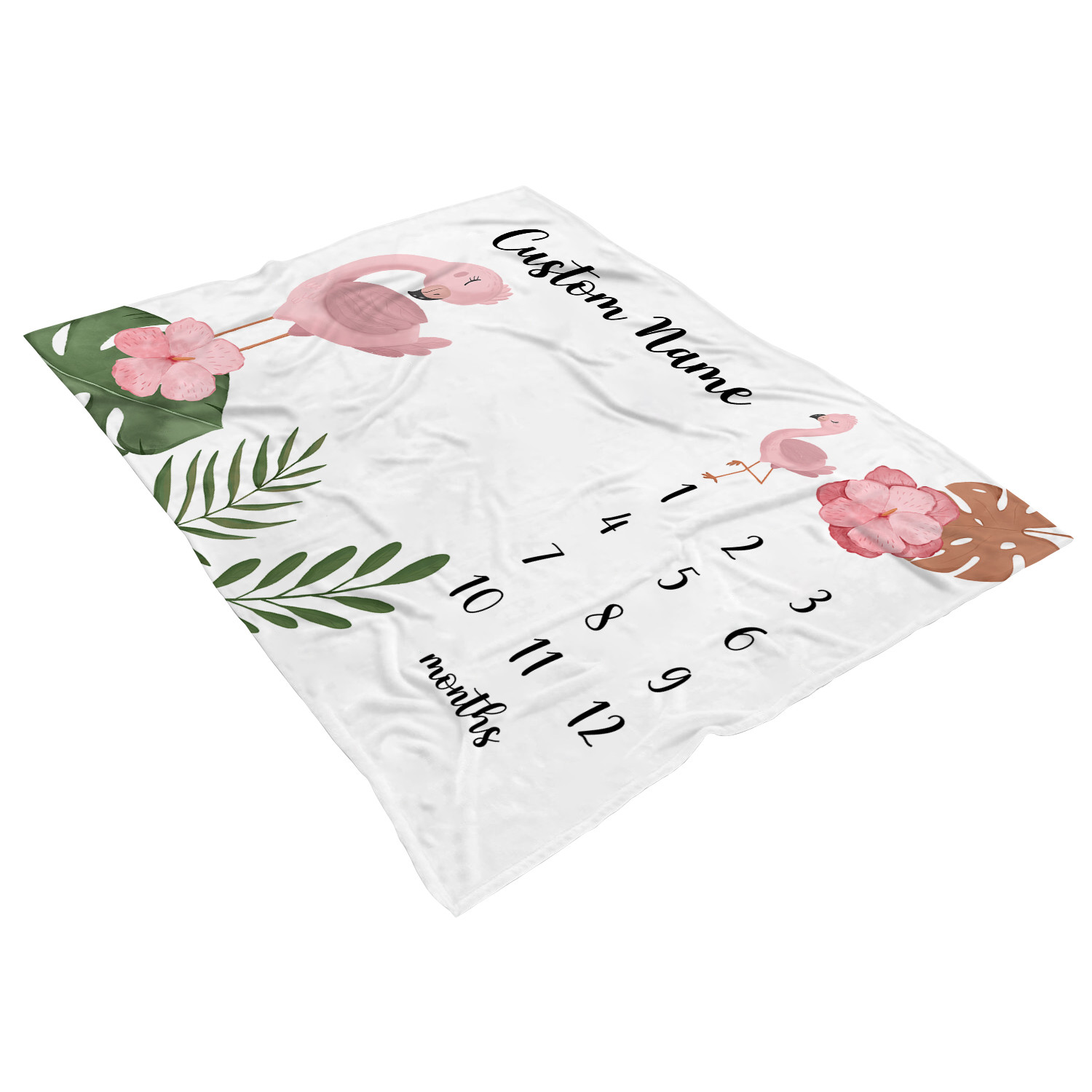 Cute Flamingo Monthly Milestone Blanket