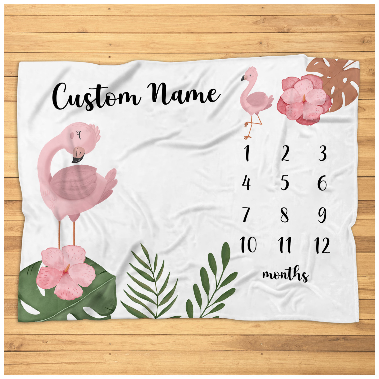 Personalized Flamingo Milestone Blanket