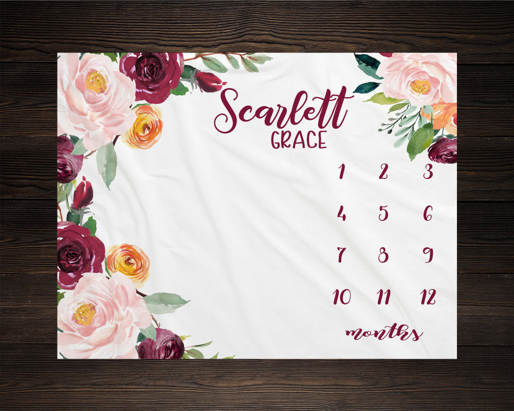 Personalized Floral Milestone Blanket