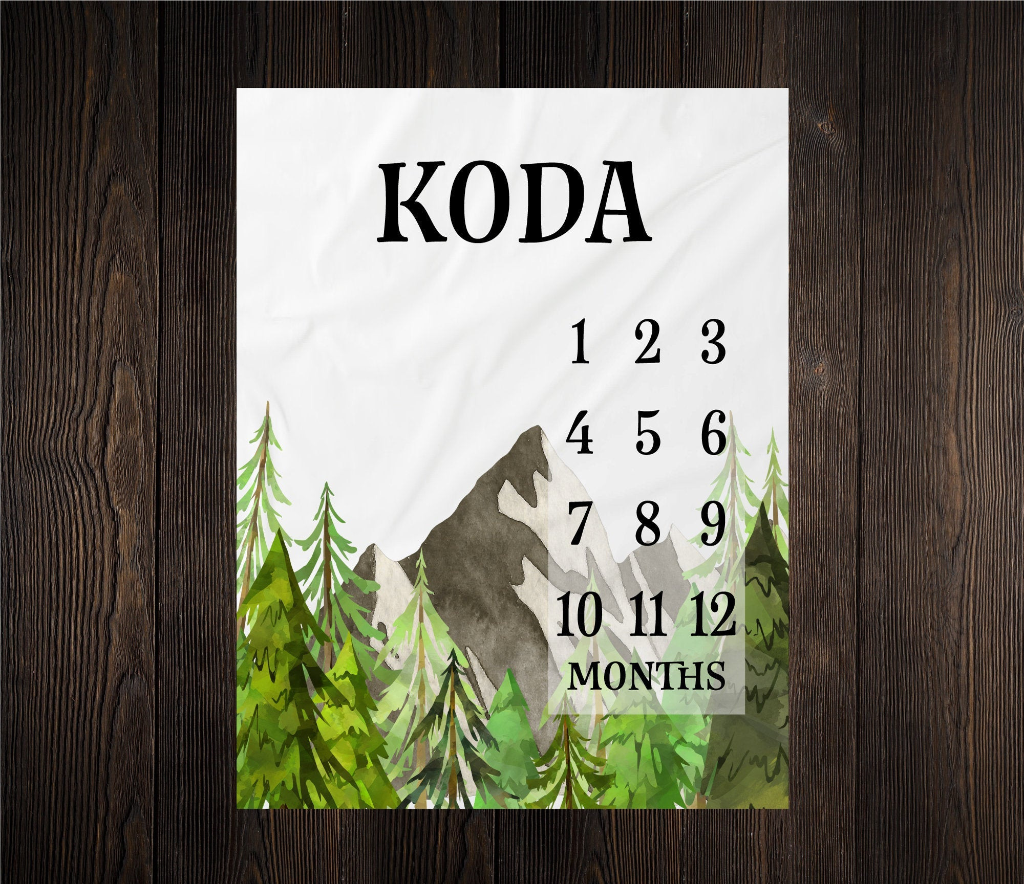 Personalized Forest Mountain Milestone Blanket