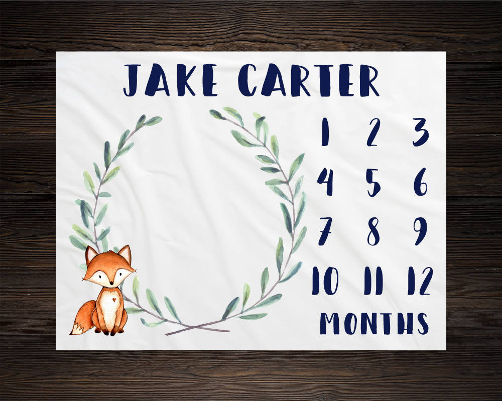 Personalized Fox Milestone Blanket