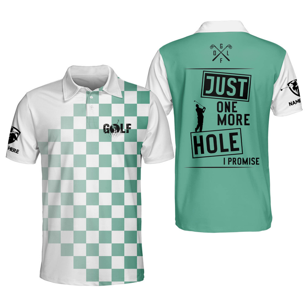 Personalized Funny Golf Polo Shirt for Men Just One More Hole Polo Golf Shirt Short Sleeve Sports Polo for Men