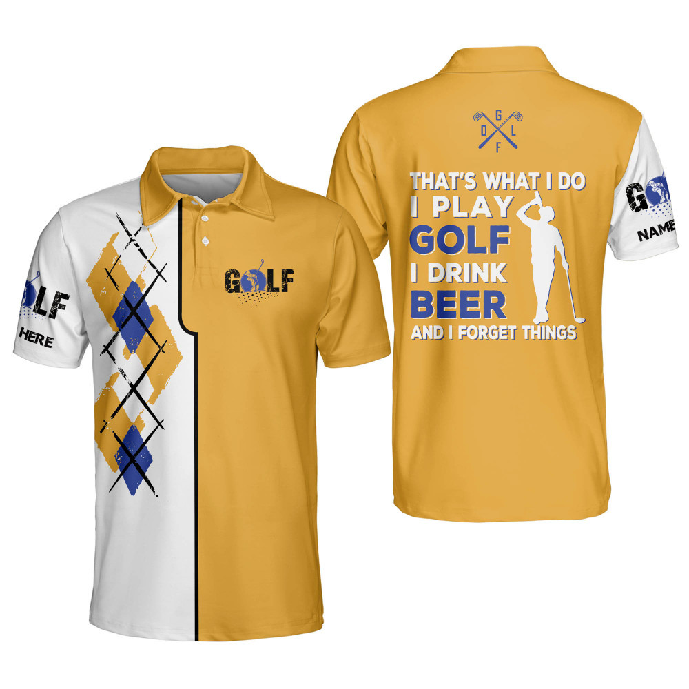 Personalized Funny Golf Shirt for Men I Play Golf I Drink Beer Mens Short Sleeve Beer Golf Polo Sports Polo for Men