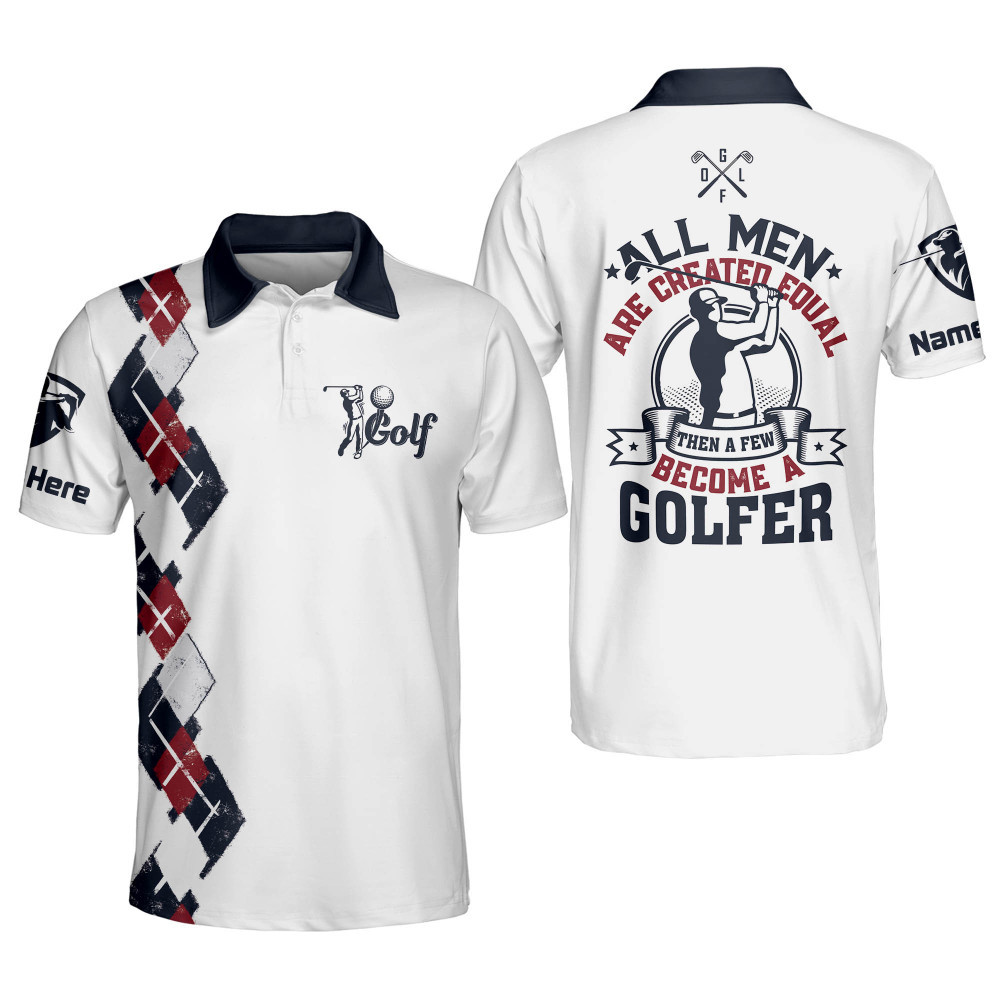 Personalized Funny Golf Shirts for Men All Men Are Created Equal Mens Golf Shirts Short Sleeve