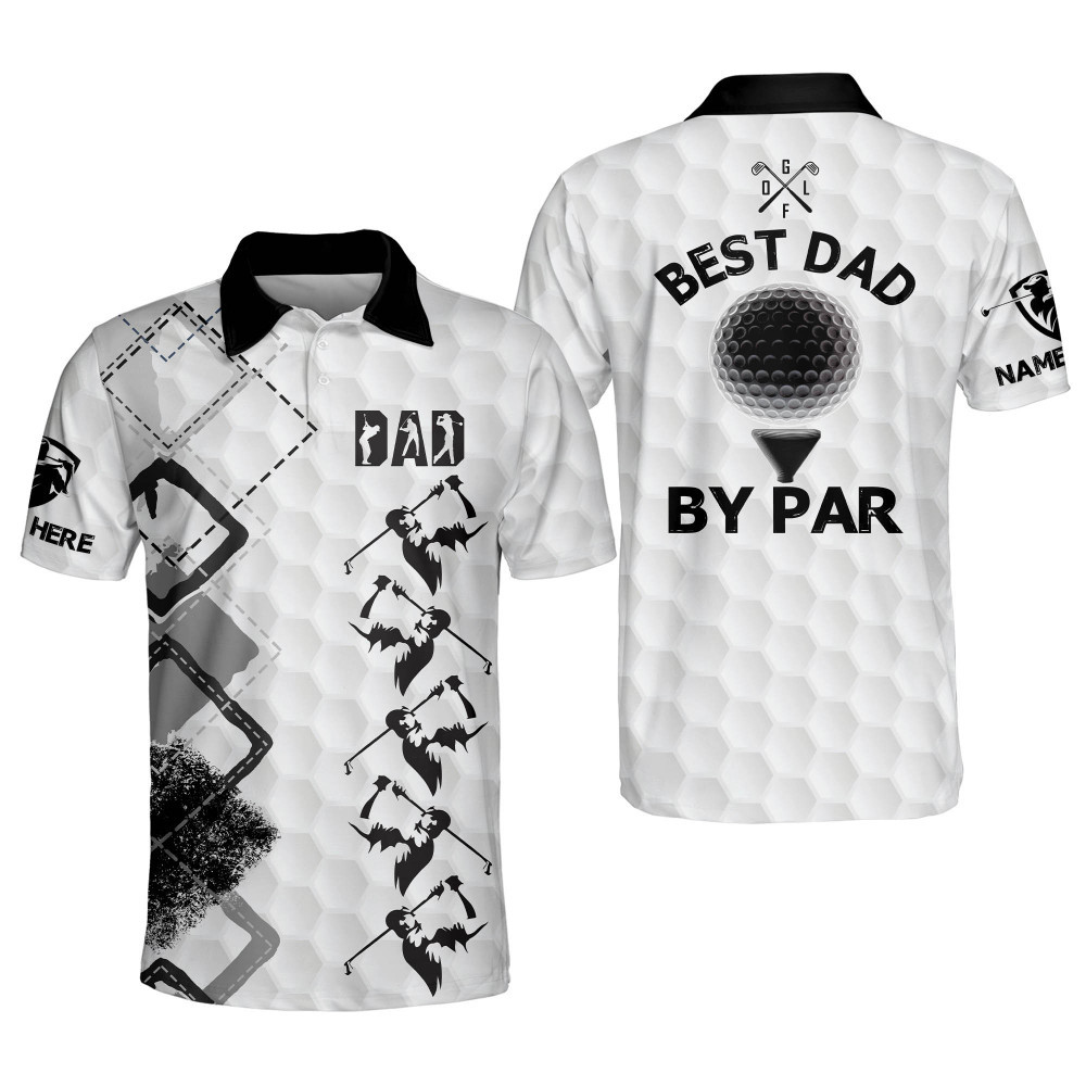 Personalized Funny Golf Shirts for Men Best Dad By Par Golfer Mens Golf Shirts Dry Fit