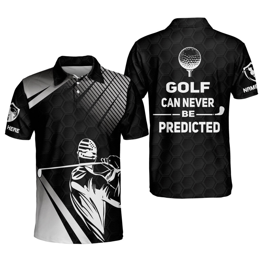 Personalized Funny Golf Shirts for Men Golf Can Never Be Predicted Mens Golf Shirts Dry Fit Short Sleeve