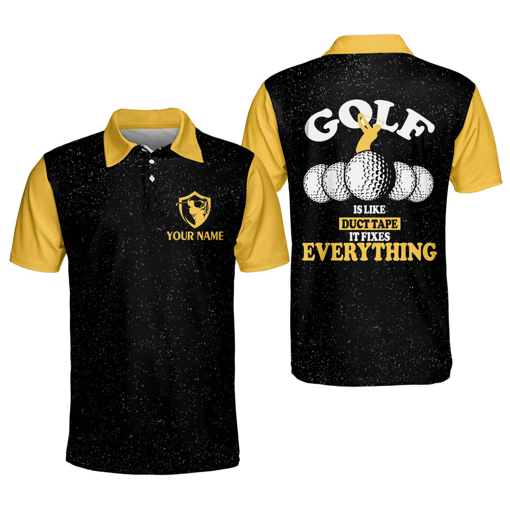 Personalized Funny Golf Shirts for Men Golf Is Duct Tape It Fixes Everything Mens Golf Shirts Dry Fit Short Sleeve