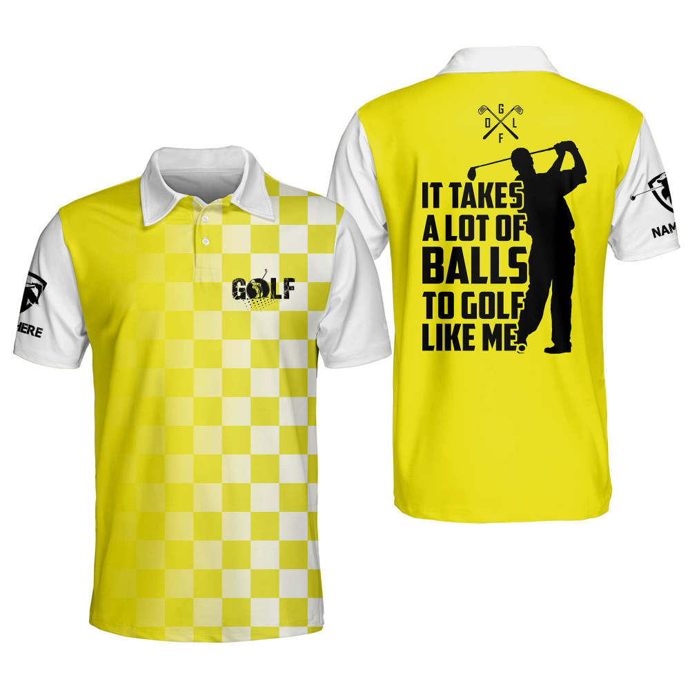 Personalized Funny Golf Shirts for Men It Takes A Lot Of Balls To Golf Mens Golf Shirts Short Sleeve Polo Dry Fit Lightweight Golf Polos