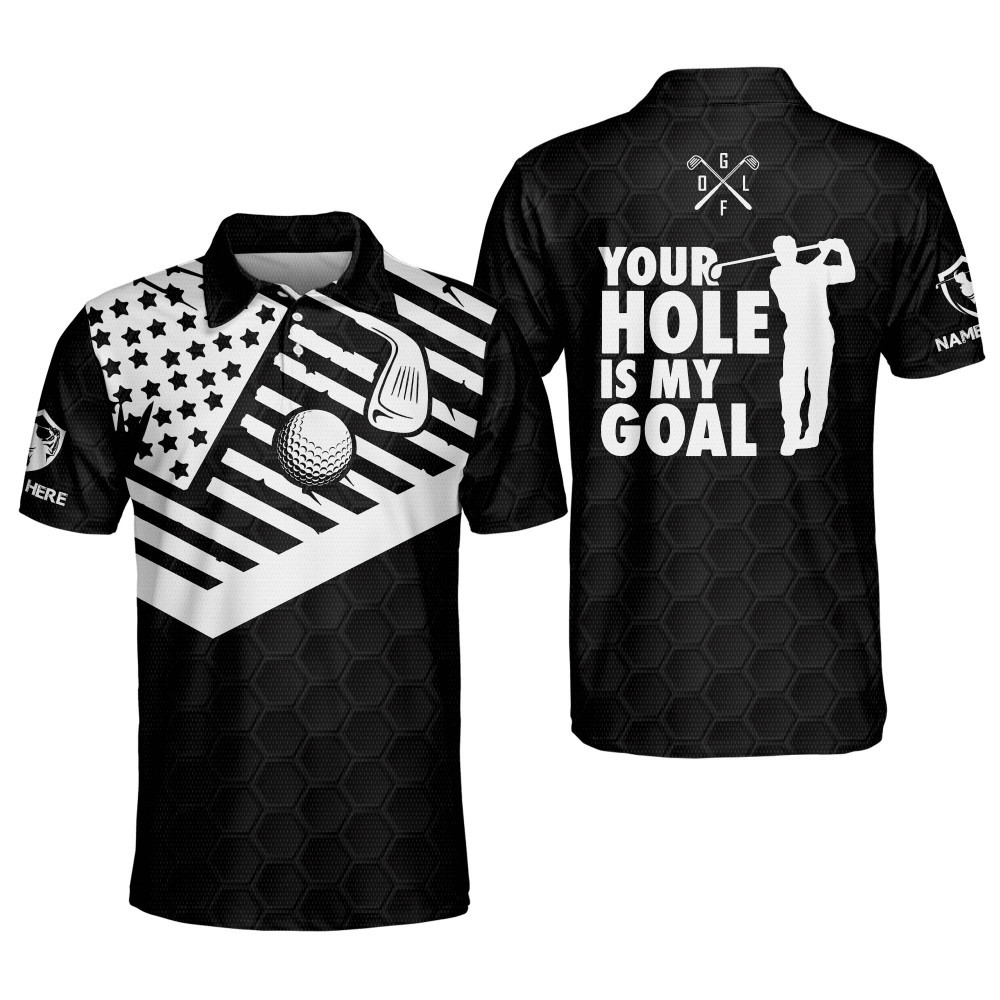 Personalized Funny Golf Shirts for Men Your Hole Is My Goal Mens Golf Shirts for Men Dry Fit