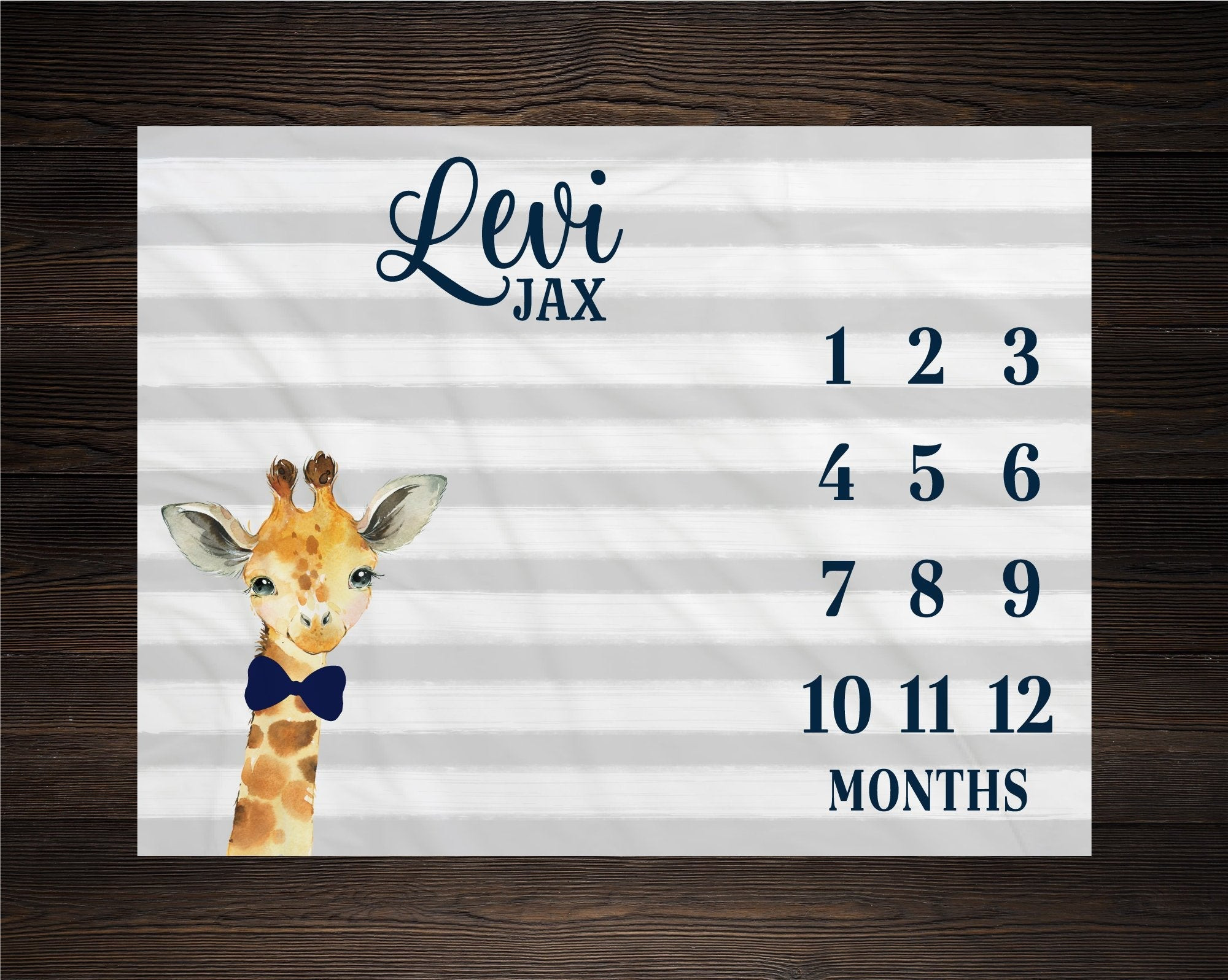 Personalized Giraffe Boy Milestone Blanket