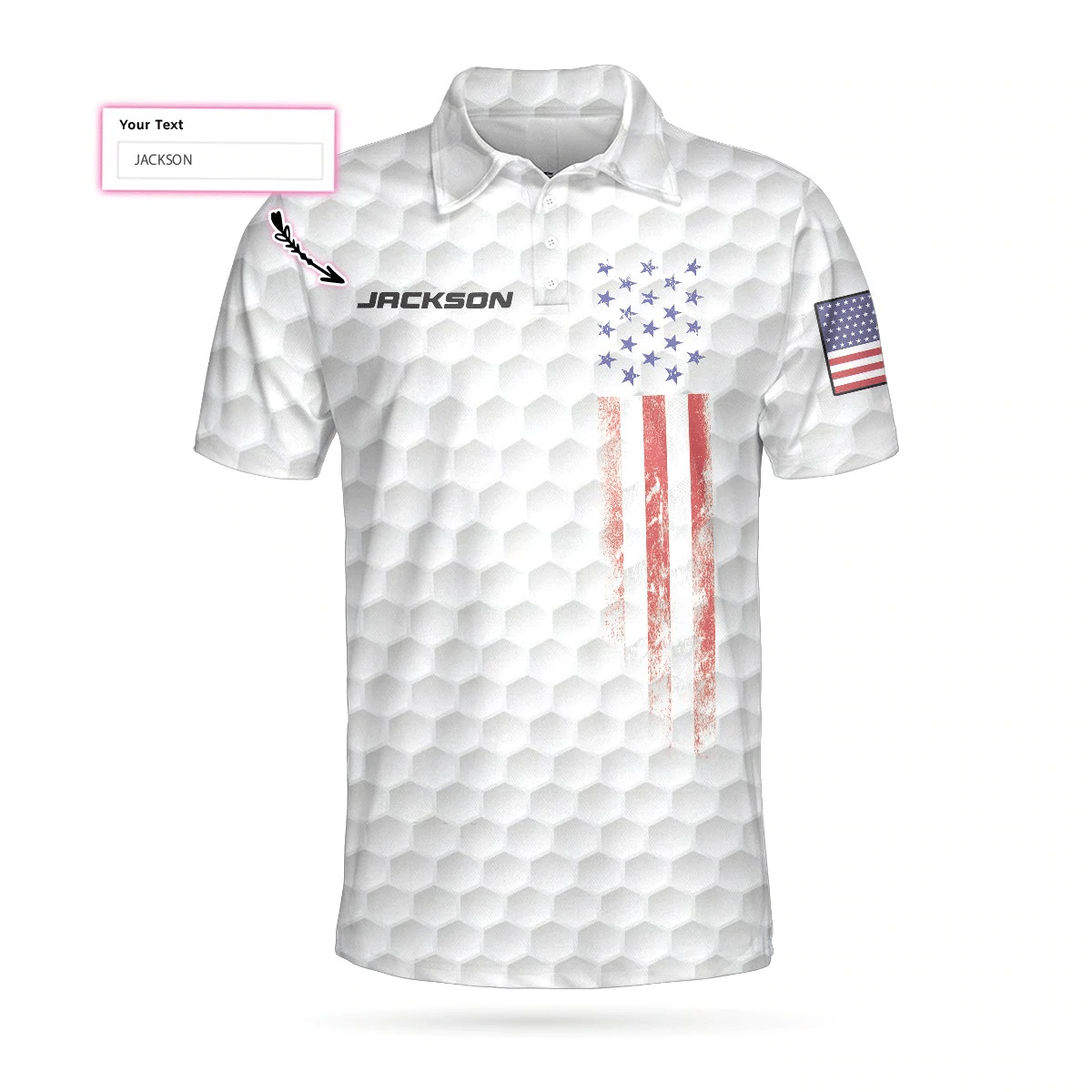 Personalized Golf 4th Of July Custom Polo Shirt Personalized White American Flag Golf Shirts Short Sleeve Polo For Men